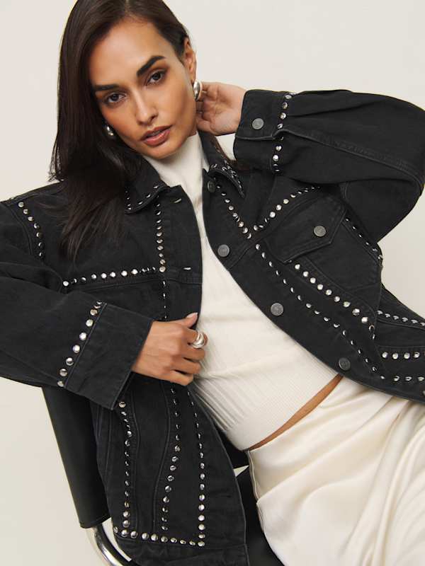 Brooks Oversized Denim Jacket - Vana Studded